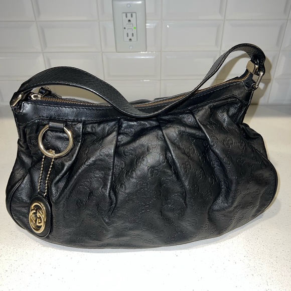 Authentic Gucci Black Guccissima Leather Sukey Hobo - Picture 2 of 11